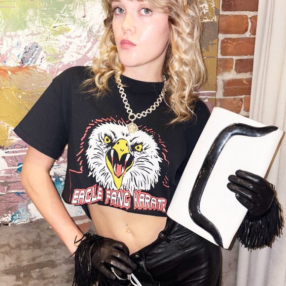 Vintage John Hort Black and White Genuine Leather Clutch - Picture 2 of 8